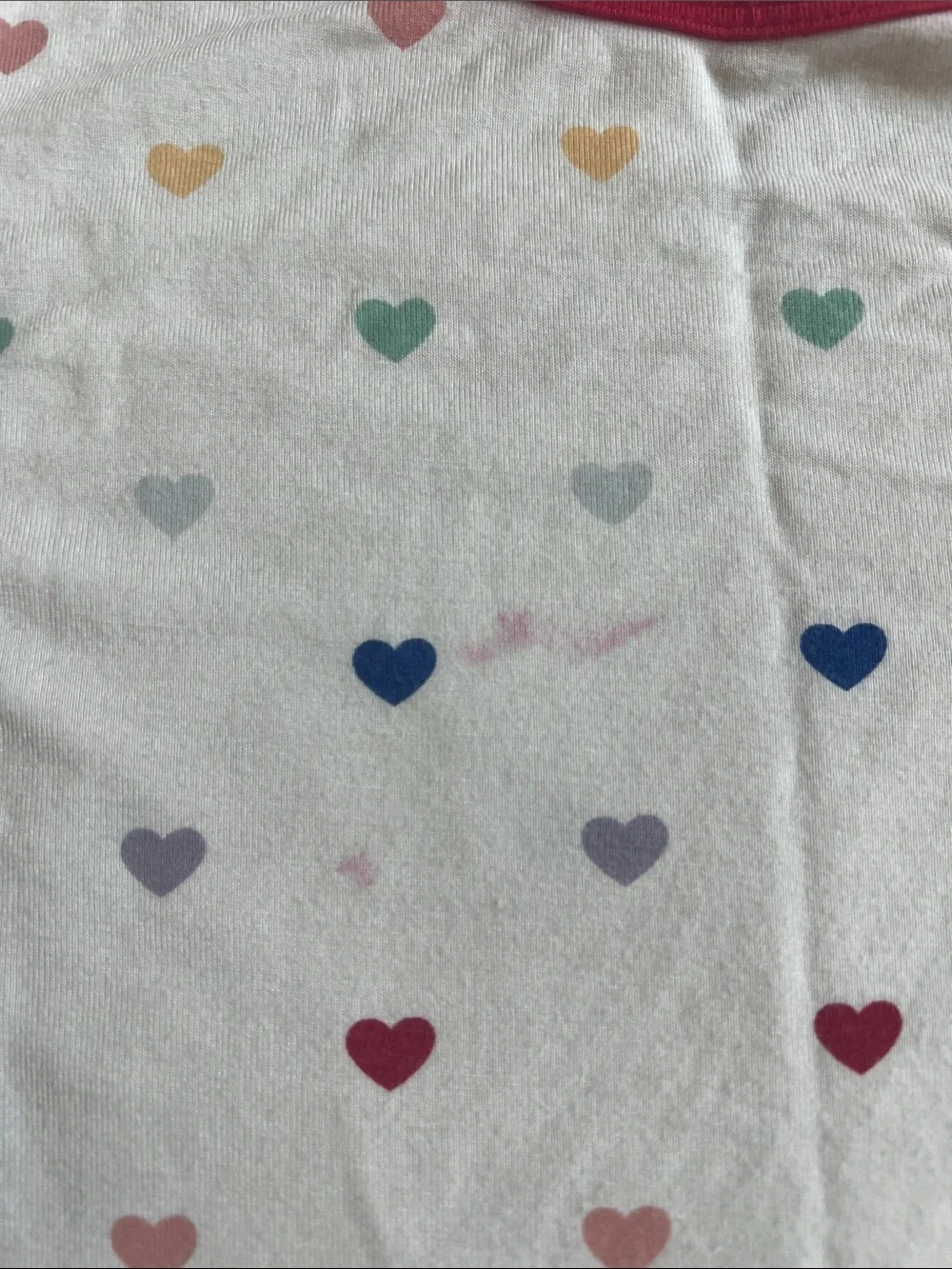 Kyte BABY White Pajama Set with Multicolor Hearts and Red Trim